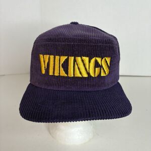 Vintage Minnesota Vikings Corduroy Hat Purple, New Era Block Script USA SnapBack